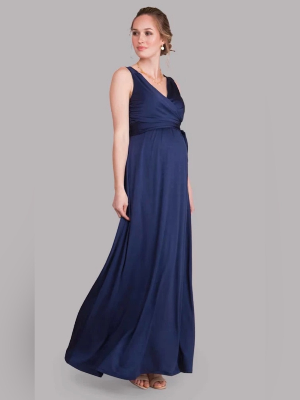 Luxe by Seraphine Malia Midnight Blue Jersey Wrap Maternity Nursing Formal Dress